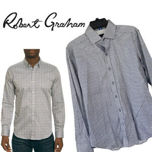 Robert Graham, Long Sleeve Button Down Shirt, Blue, White